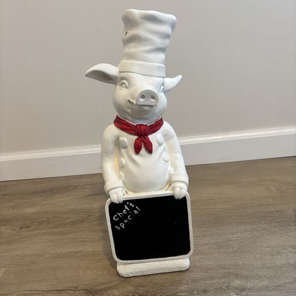 VTG Ceramic Pig Chef Chalkboard 17” Statue Kitchen Decor Figure Menu Board READ - Picture 4 of 16